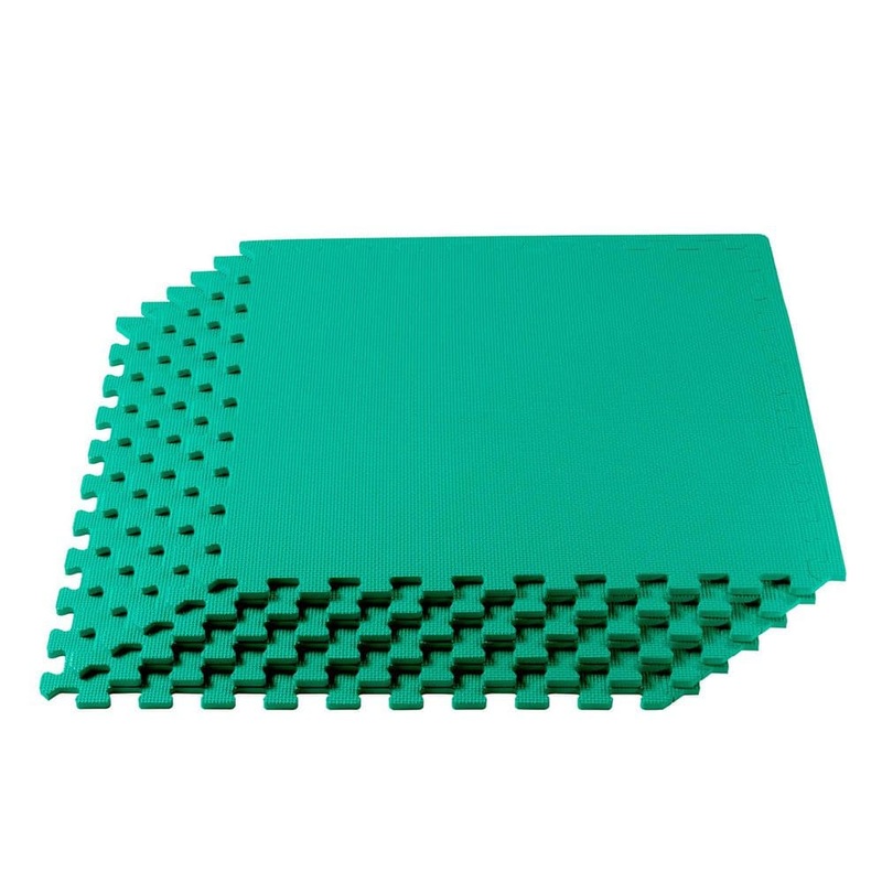 Unbranded Green 24 in. W x 24 in. L x 3/8 in. T Interlocking Foam Gym Flooring Mat (6 Tiles/Pack) (24 sq. ft. ) Mat-1035