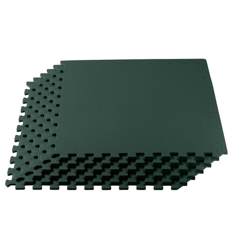 Unbranded Hunter Green 24 in. W x 24 in. L x 3/8 in. T Interlocking Foam Gym Flooring Mat (6 Tiles/Pack) (24 sq. ft. ) Mat-1036