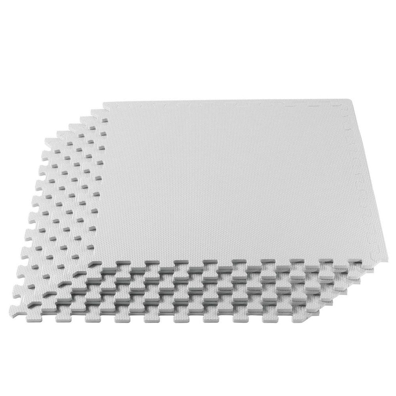 Unbranded White 24 in. W x 24 in. L x 3/8 in. T Interlocking Foam Gym Flooring Mat (6 Tiles/Pack) (24 sq. ft. ) Mat-1043