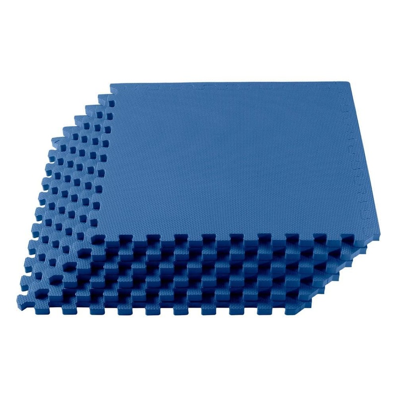 We Sell Mats Blue 3/4 in. Thick 24 sq. ft. Multipurpose Foam Exercise Gym Flooring Trade Show Tiles 24 in. W x 24 in. L- 6 Tiles/Pack DM24BL1-20M