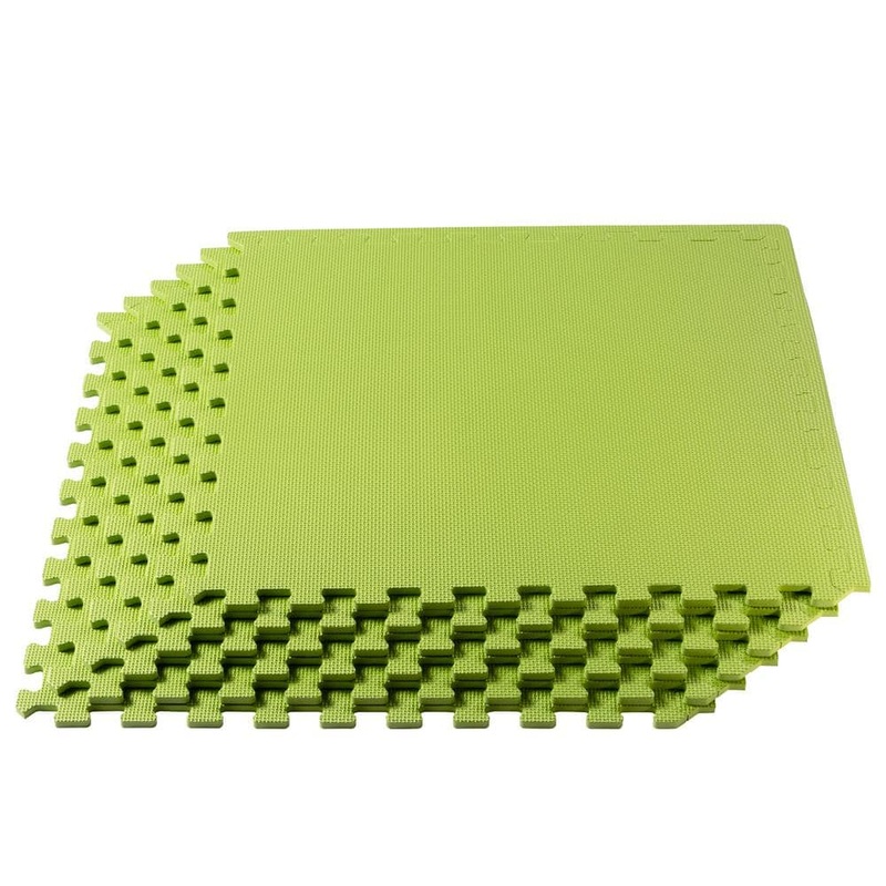 We Sell Mats Lime Green 24 in. W x 24 in. L x 3/8 in.Thick Multipurpose EVA Foam Exercise/Gym Tiles (4 Tiles/Pack) (16 sq. ft.) 24LMG0.4-10M