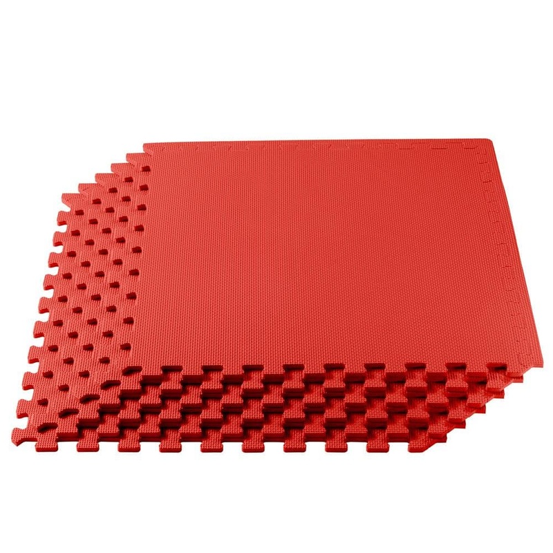 We Sell Mats Red 24 in. W x 24 in. L x 3/8 in. Thick Multipurpose EVA Foam Exercise/Gym Tiles (6 Tiles/Pack) (24 sq. ft.) 24RD1-10M