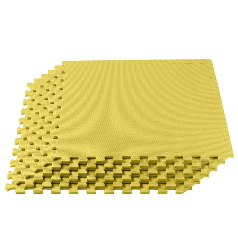 We Sell Mats Yellow 24 in. W x 24 in. L x 3/8 in.Thick Multipurpose EVA Foam Exercise/Gym Tiles (4 Tiles/Pack) (16 sq. ft.) 24YW0.4-10M
