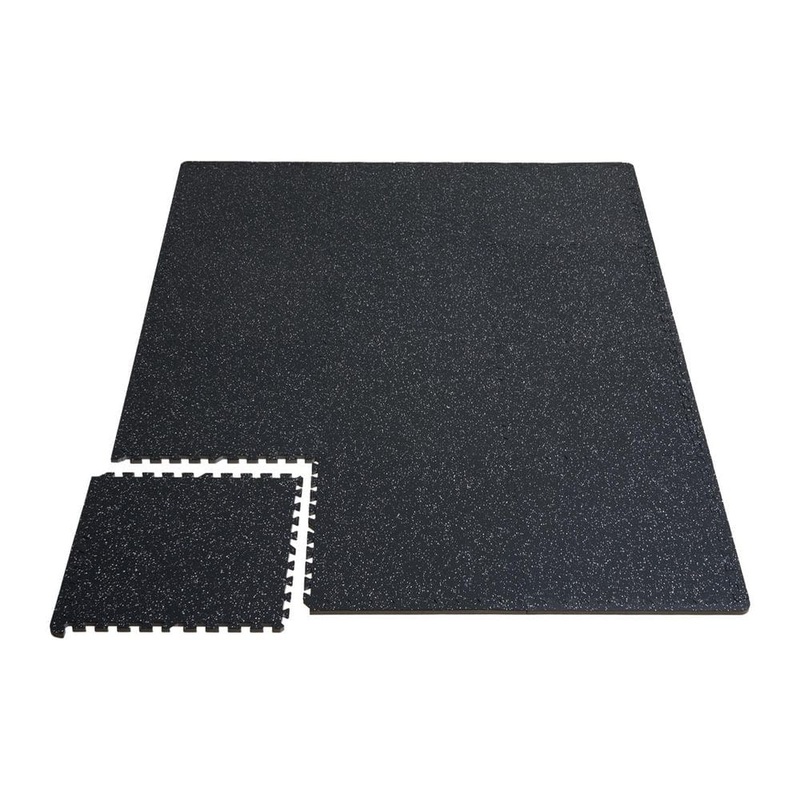 SKYSHALO Gym Floor Mats, Black and White, 25 in. W x 25 in. L x 0.56 in. T, Rubber Top with Foam, Gym Flooring Mat, (24 sq. ft. ) EVAQXJSHSDZXW5O14V0-SK0211