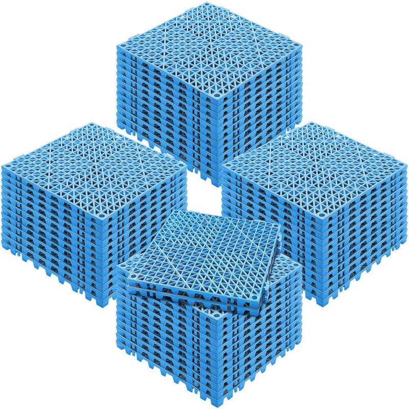 SKYSHALO Interlocking Tile 50PCS, Drainage Tiles, Blue, 12 in. W x 12 in. L x 0.6 in. T, Soft PVC, Gym Flooring Mat, (50 sq. ft.) HZXSJDD1212YAA9J2V0-SK0211