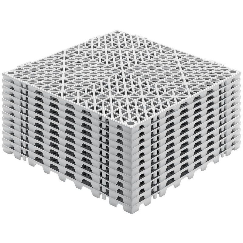 SKYSHALO Modular Interlocking Cushion, 12Pcs, Gray, 12 in. W x 12 in. L x 0.6 in. T, Soft PVC, Gym Flooring Mat, (12 sq. ft. ) HZXSJDD1212YBKA1IV0-SK0211