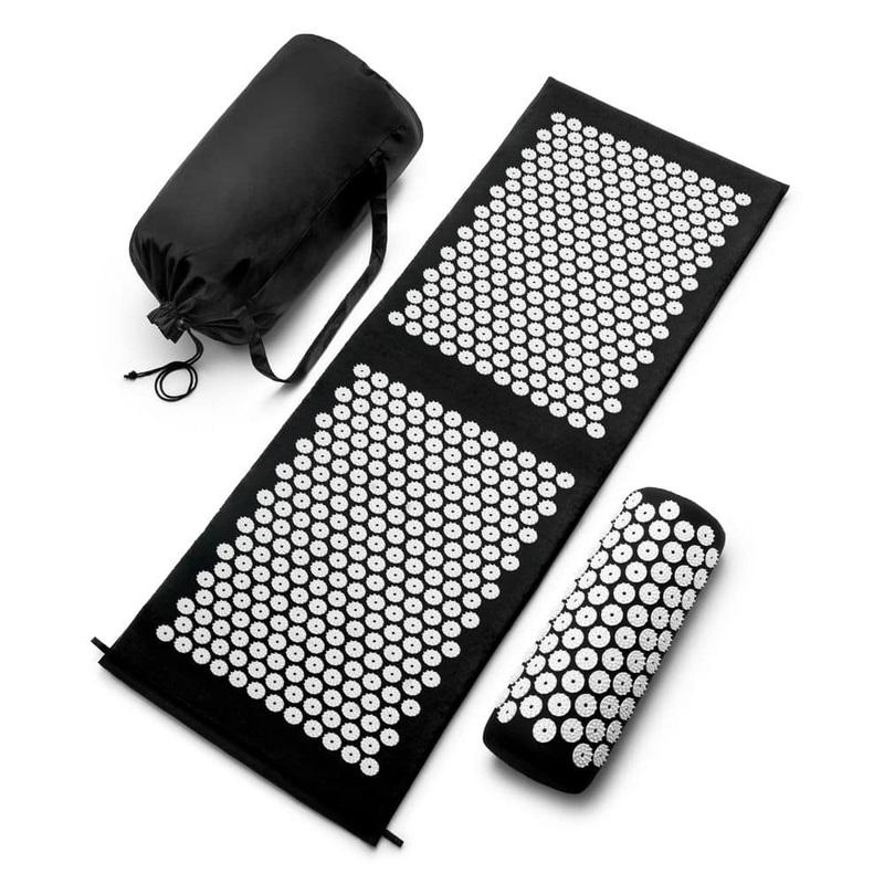 Sorbus Large Acupressure Mat and Pillow Set, Black 17.5 in. x 51 in. x 4 in. Foam Yoga Mat 6.2 sq. ft., Stress Mat with Bag YGMAL-BLK-SET-HD