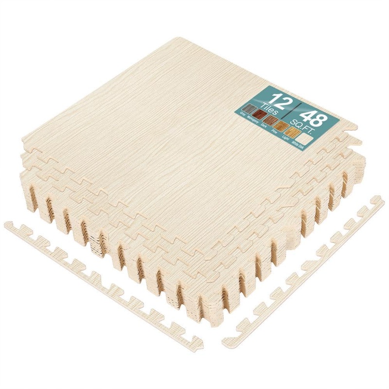 Sorbus Wood Grain Floor Interlocking Mats, Light Pine 24