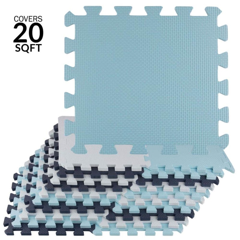 Stalwart 12 in. x 12 in. x 0.125 in. Foam Gym Flooring Mat Tiles 20 PK – 20 sq. ft. Blue 75-6408