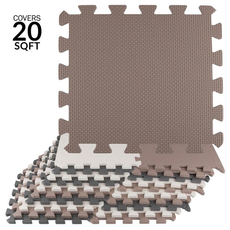 Stalwart 12 in. x 12 in. x 0.125 in. Foam Gym Flooring Mat Tiles 20PK – 20 sq. ft. Neutral 75-6407