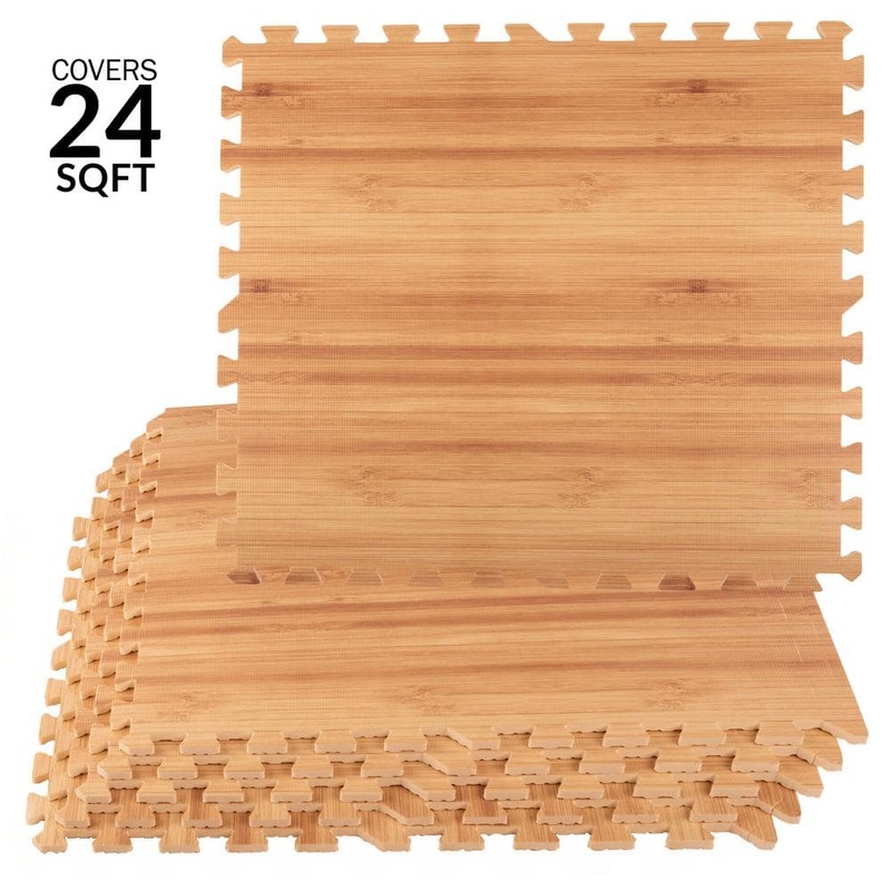 Stalwart 24 in. x 24 in. x 0.4 in. Floor Mat 6PK – 24 sq. ft. Light Wood 75-6410