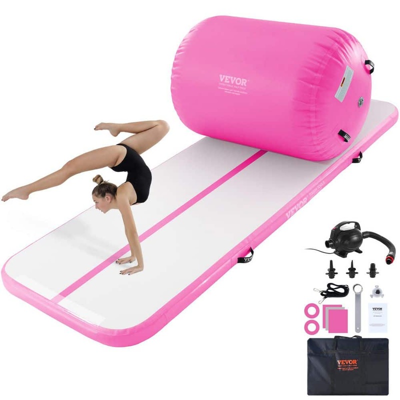 VEVOR 2 PCS Inflatable Gymnastics Air Mat Set 118.1 in. L x 39.8 in. W x 4 in. Thick 32.34 sq. ft. Gym Flooring Mat, Pink ZHKKFQDFS10FPOJOFV1