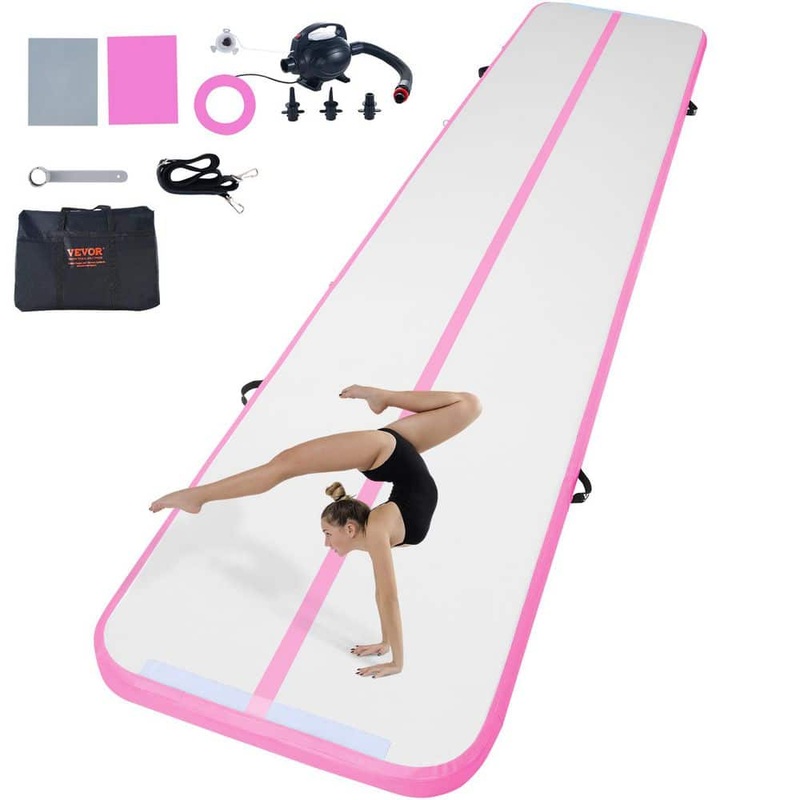 VEVOR Air Mat 196.1 in. L x 39.8 in. W 4 in. Thickness 53.92 sq. ft. Inflatable Gymnastics Tumbling Mat,Pink ZFXKKFQD16FT018COV1