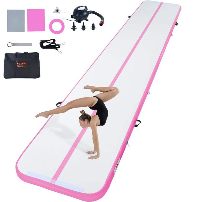VEVOR Gymnastics Air Mat 235.4 in. L x 39.8 in. x W 4 in. Thickness 64.68 sq. ft. Inflatable Gymnastics Tumbling Mat Pink ZFXKKFQD20FTMB6USV1