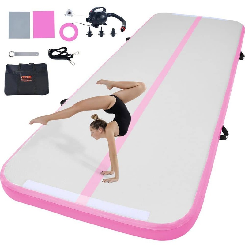 VEVOR Gymnastics Air Mat 4 in. Thickness Inflatable Gymnastics Tumbling Mat with Electric Pump, 10 ft, Pink ZFXKKFQD10FT2QH84V1