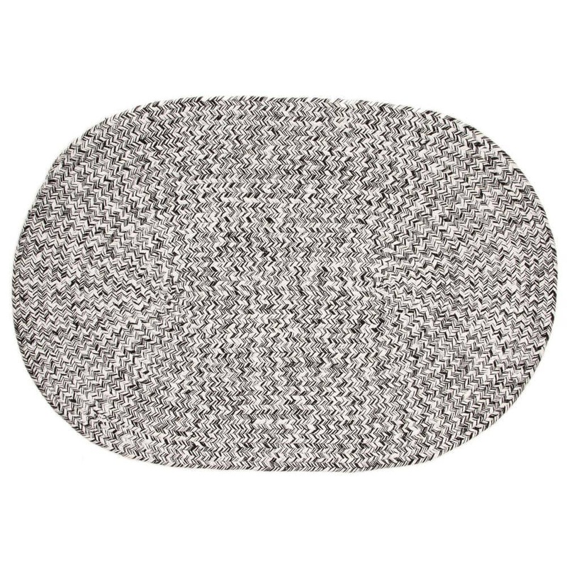 Super Area Rugs Braided Farmhouse Black 5 ft. x 7 ft. Oval Cotton Area Rug SAR-RST01A-BLACK-5X7