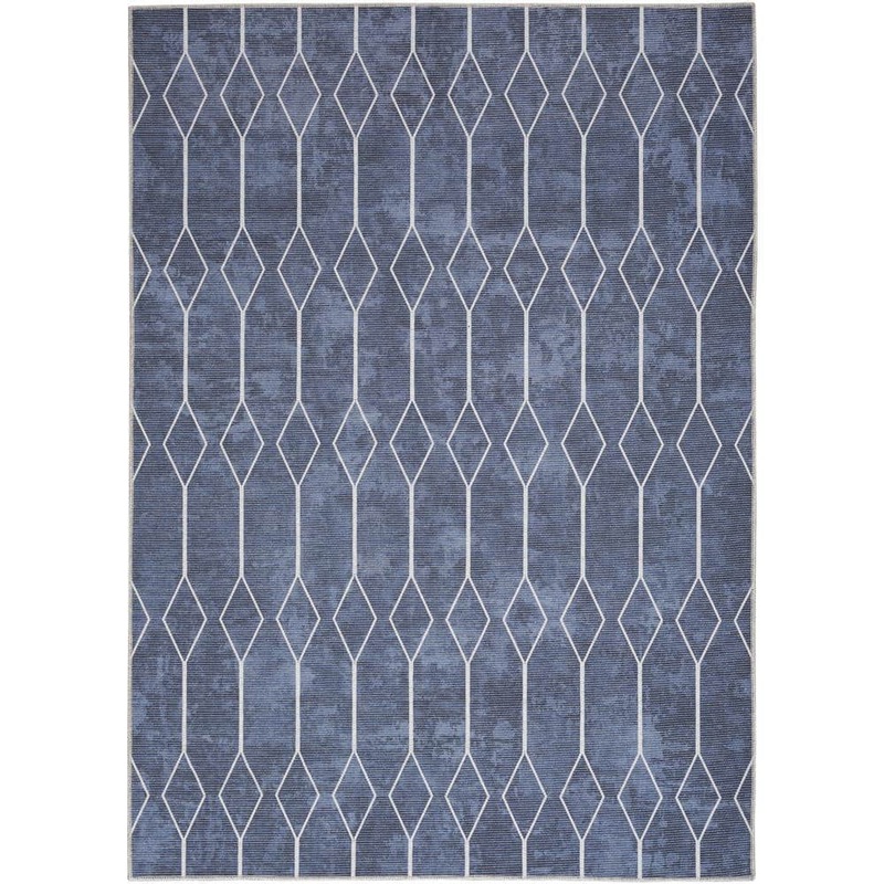 Unbranded 57 Grand Machine Washable Navy 6 ft. x 9 ft. Geometric Contemporary Area Rug 164230