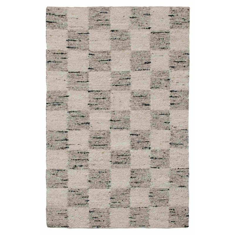 Unbranded Andrew Beige/Charcoal 2 ft. x 3 ft. Checkered Hand-Woven Wool Blend Indoor Area Rug 4973A8590D3048