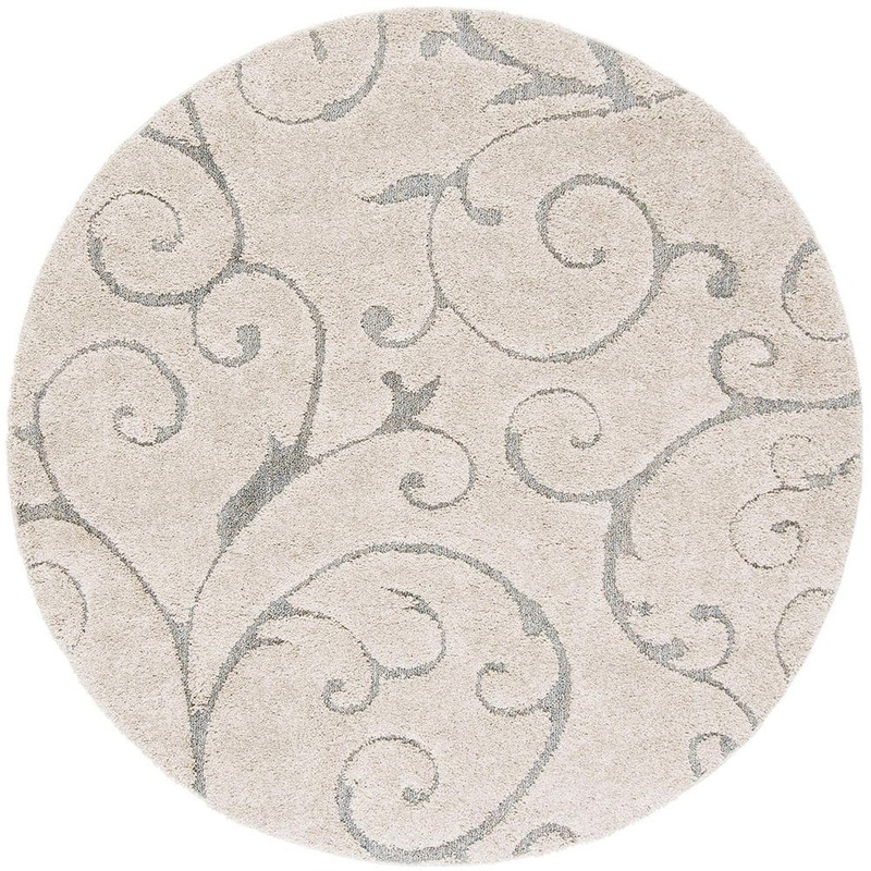 Unbranded Beige Polypropylene 4 ft. x 4 ft. Floral Indoor Round Area Rug A46A1-rug-1157
