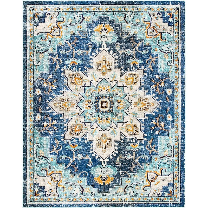 Unbranded Blue 8 ft. x 10 ft. Oriental Indoor Polypropylene Area Rug A46A1-rug-820