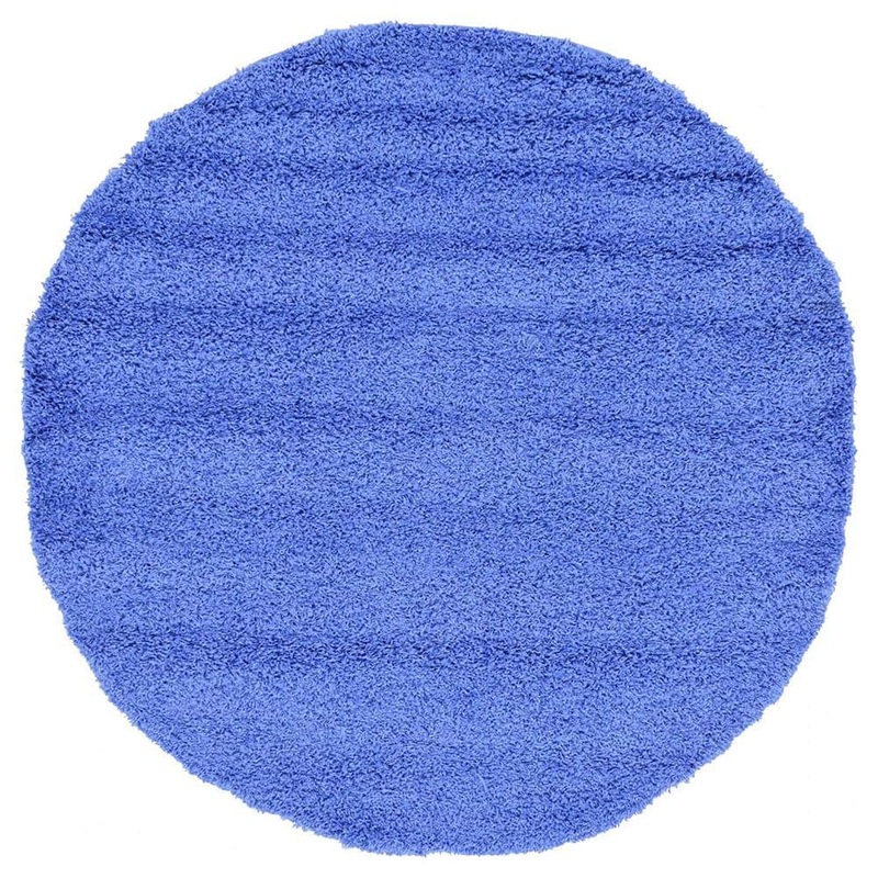 Unbranded Blue Polypropylene 6 ft. x 6 ft. Solid Color Indoor Round Area Rug A46A1-rug-1260