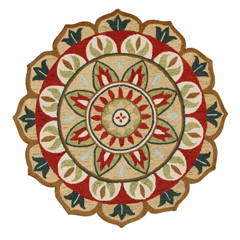 Unbranded Daliah Hand-Tufted 4 ft. x 4 ft. Red/Green Bohemian Floral Wool Round Indoor Area Rug 4815A1590D3048