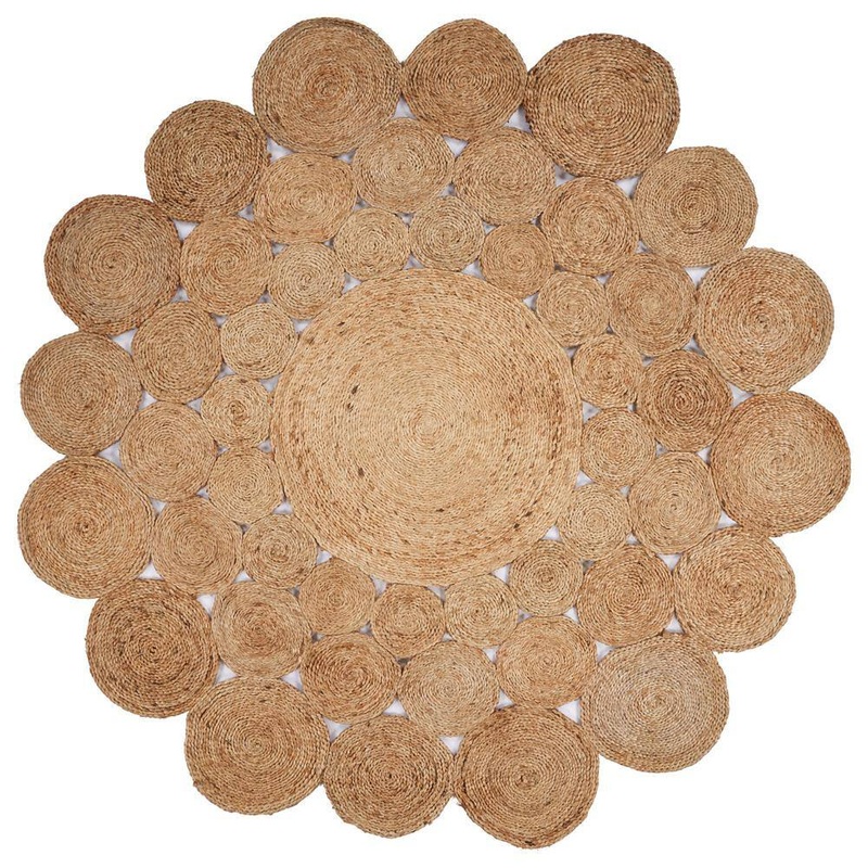 Unbranded Finn Rustic Tan/Natural 4 ft. x 4 ft. Round Organic Jute Area Rug 0819A5984D9348