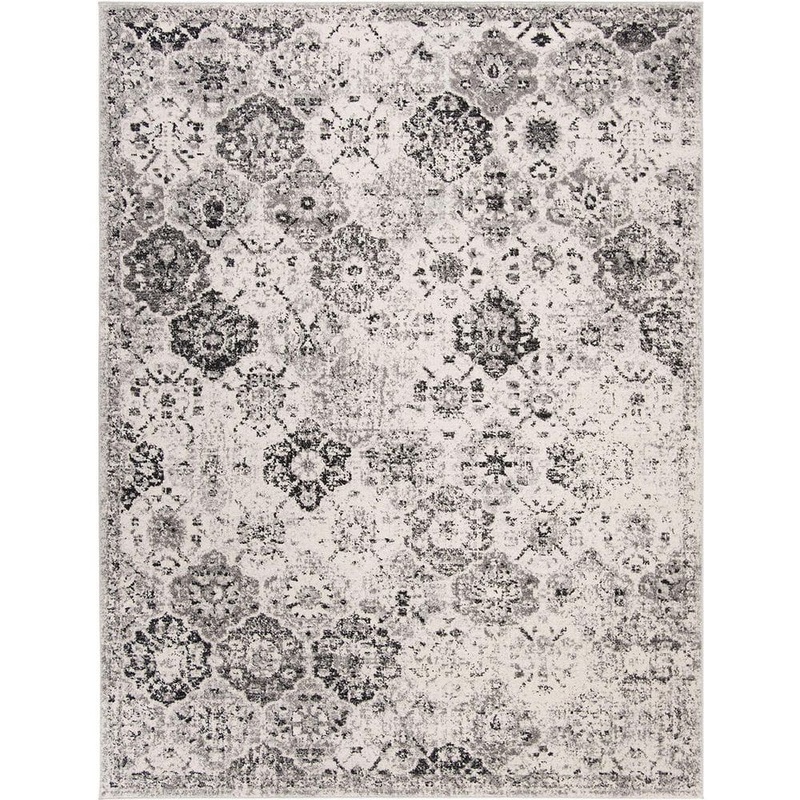 Unbranded Gray Polypropylene 6 ft. 7 in. x 9 ft. 2 in. Floral Indoor Area Rug A46A1-rug-949