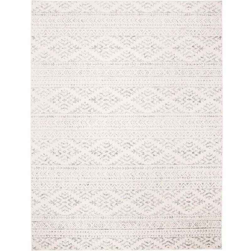 Unbranded Gray Polypropylene 8 ft. x 10 ft. Geometric Indoor Area Rug A46A1-rug-885