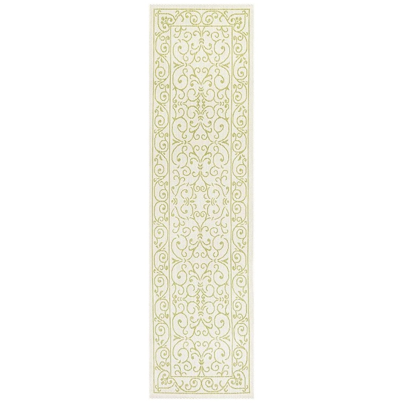 Unbranded Green Polypropylene 2 ft. x 8 ft. Floral Indoor Runner Rug A46A1-rug-1081