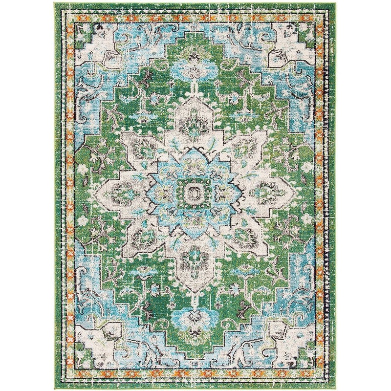 Unbranded Green Polypropylene 6 ft. x 9 ft. Oriental Indoor Area Rug A46A1-rug-913