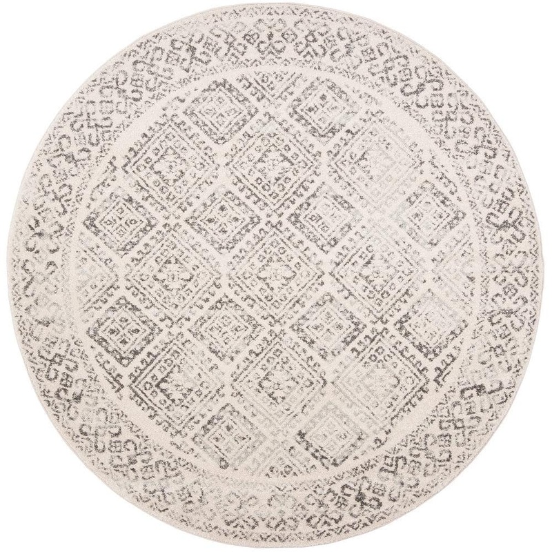 Unbranded Grey Polypropylene 5 ft. x 5 ft. Solid Color Indoor Round Area Rug A46A1-rug-1176