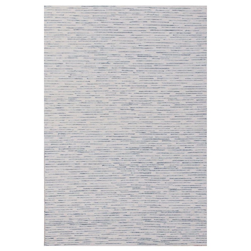 Unbranded Hillah Modern Ivory/Blue 9 ft. x 12 ft. Striped Organic Wool Indoor Area Rug 2696A4184D9348