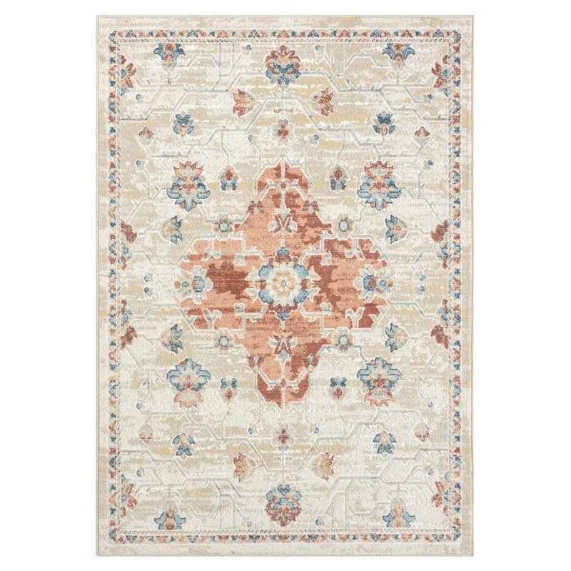 Unbranded Iviana Ivory/Rust/Multicolor 7 ft. 10 in. x 9 ft. 10 in. Contemporary Power-Loomed Medallion Rectangle Area Rug 5997A3590D3048