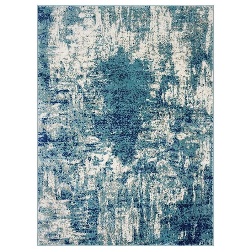 Unbranded Light Blue Polypropylene 6 ft. 5 in. x 9 ft. 2 in. Abstract Indoor Area Rug A46A1-rug-966