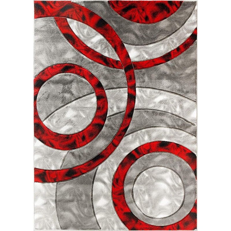 Unbranded Light Red Polypropylene 4 ft. x 6 ft. Geometric Indoor Area Rug A46A1-rug-1028