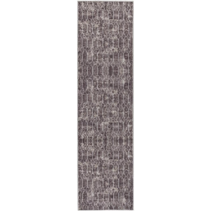 Unbranded Machine Washable Series 1 Mocha 2 ft. x 8 ft. Geometric Contemporary Runner Area Rug 928023