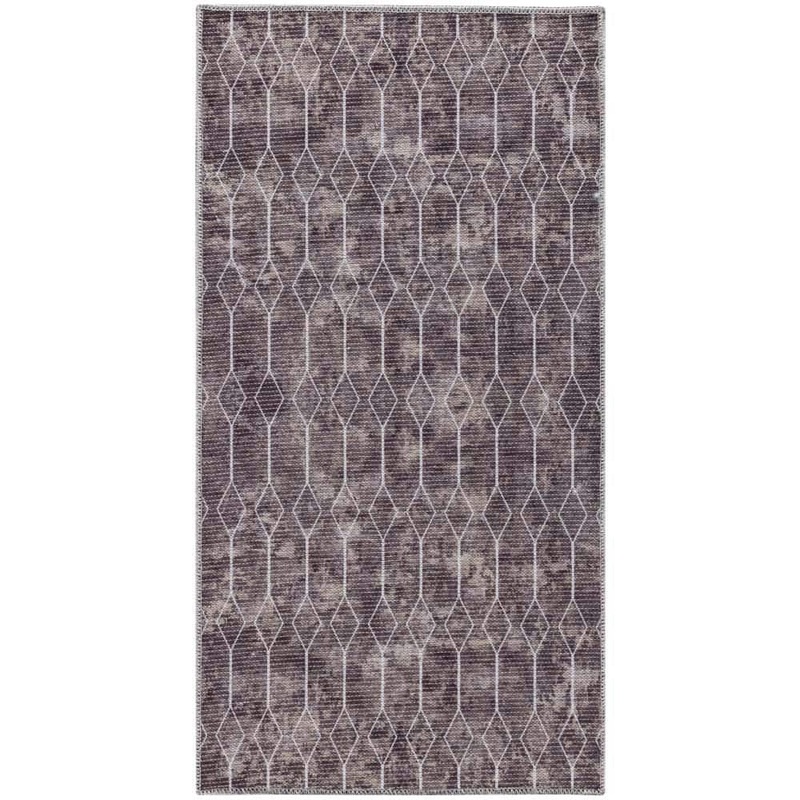 Unbranded Mocha doormat 2 ft. x 4 ft. Geometric Contemporary Machine Washable Series 1 Area Rug 928009