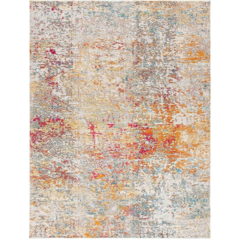 Unbranded Orange Polypropylene 6 ft. x 9 ft. Oriental Indoor Area Rug A46A1-rug-987