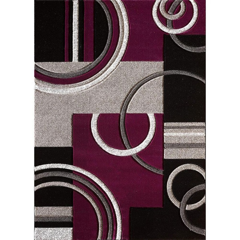 Unbranded Purple Polypropylene 4 ft. x 6 ft. Geometric Indoor Area Rug A46A1-rug-1019