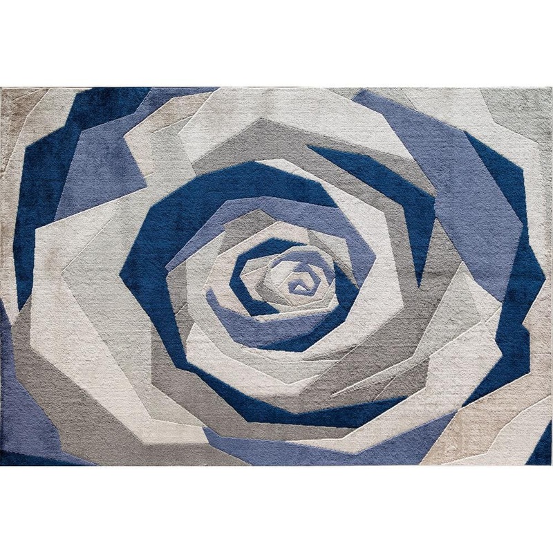 Unbranded Ravishing Rosette Floral Modern White 8 ft. x 10 ft. Area Rug