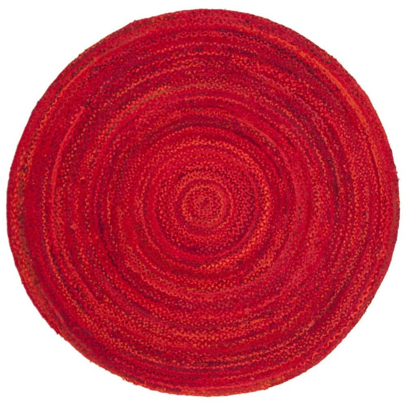 Unbranded Red Cotton 6 ft. x 6 ft. Solid Color Indoor Round Area Rug A46A1-rug-1219