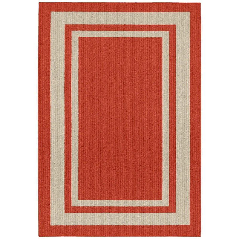 Unbranded Red Polypropylene 5 ft. x 7 ft. Border Indoor Area Rug A46A1-rug-735