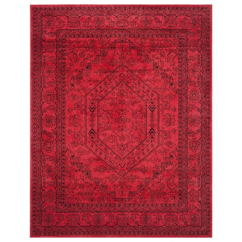Unbranded Red Polypropylene 8 ft. x 10 ft. Oriental Indoor Area Rug A46A1-rug-867