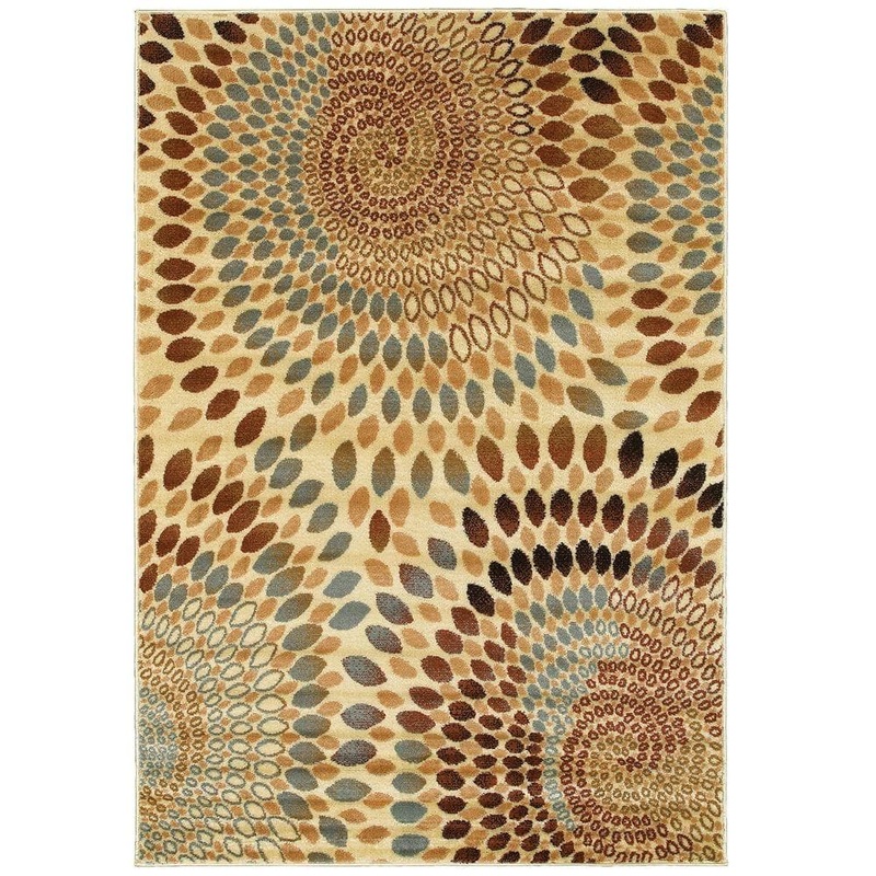 Unbranded Sienna Contemporary Cream 5 ft. x 7 ft. Geometric Whirl Plush Indoor Area Rug 5125A2984D9348