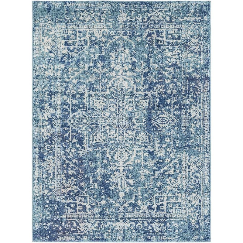 Unbranded Teal Polypropylene 5 ft. x 7 ft. Abstract Indoor Area Rug A46A1-rug-728