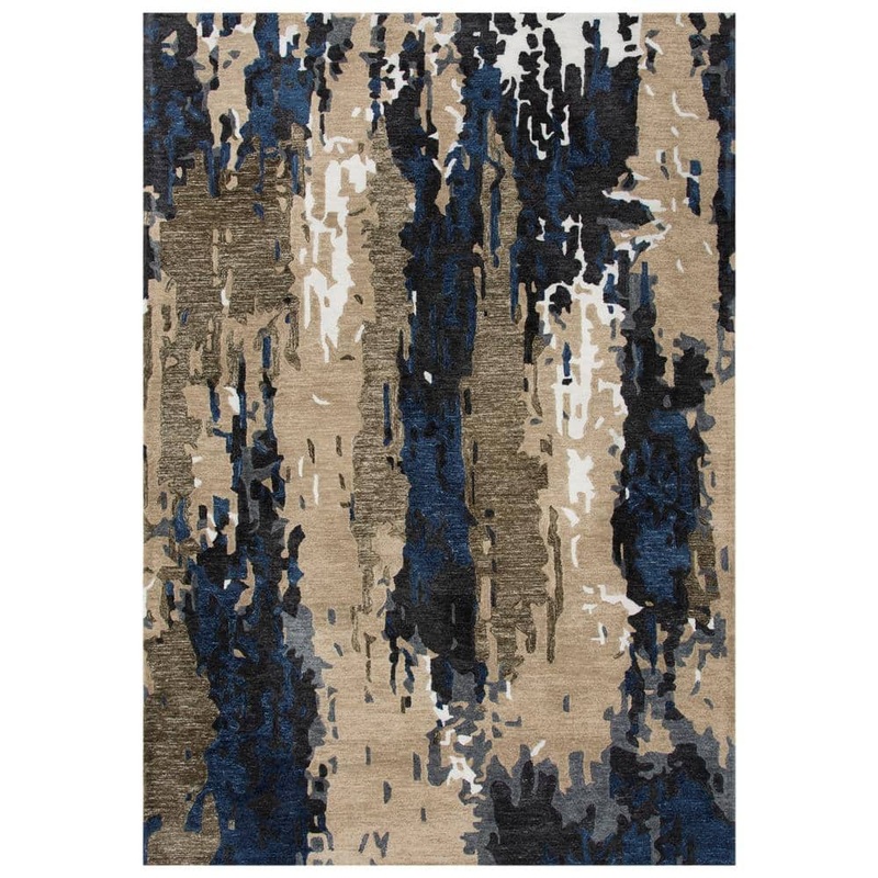Unbranded Vivid Tan/Blue 7 ft. 6 in. x 9 ft. 6 in. Abstract Area Rug VVDVVD10104097696