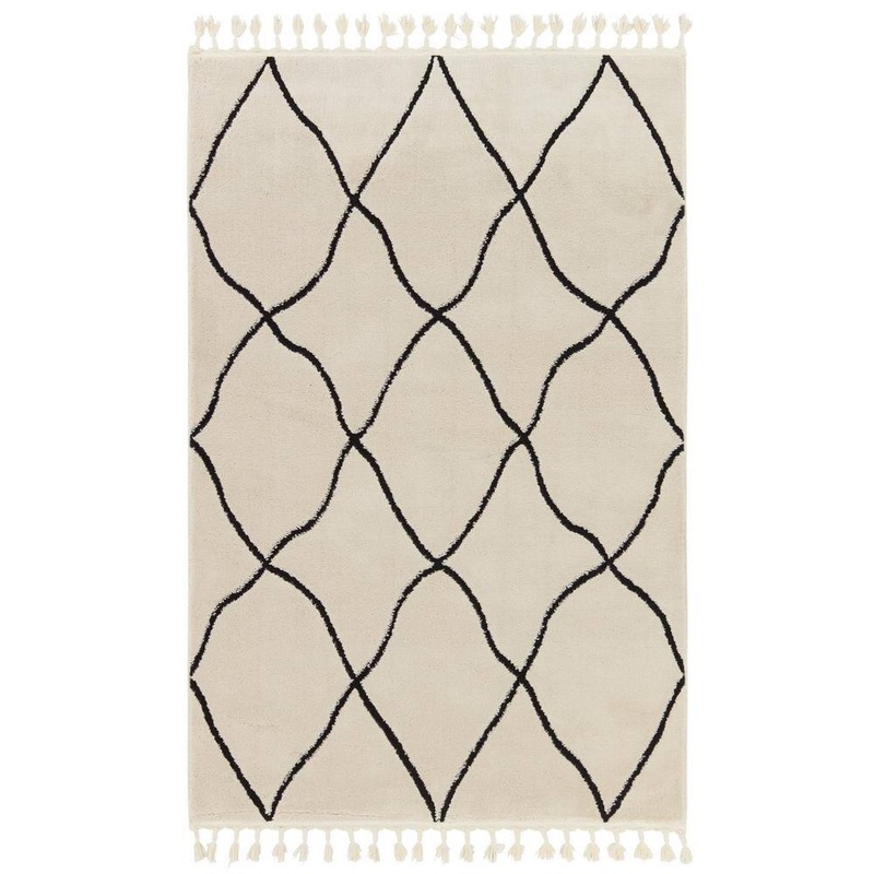 VIBE BY JAIPUR LIVING Treble Ivory/Black 5×7 ft. Trellis Polypropylene Rectangle Area Rug RUG154692