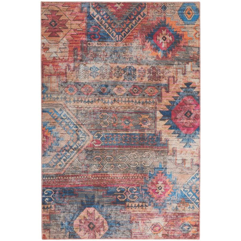 57 GRAND BY NICOLE CURTIS 57 Grand Machine Washable Multicolor 6 ft. x 9 ft. Distressed Traditional Area Rug 164742