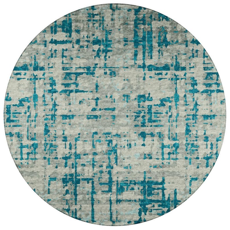 Addison Rugs Bravado 8 ft. x 8 ft. Blue Geometric Indoor/Outdoor Washable Area Rug ABV35PE8RO